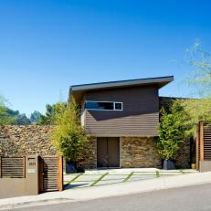 Contemporary Home With Horizontal Wood Fence