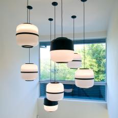 Contemporary Black-and-White Foyer Lighting