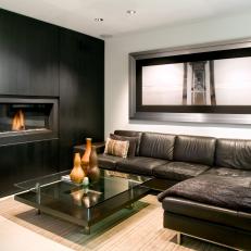 Sophisticated Contemporary Living Room With Inset Fireplace