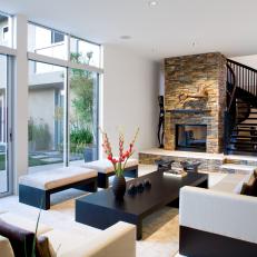Contemporary Living Room With Soft Ivory Furniture