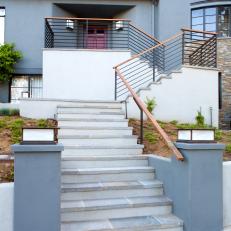 Contemporary Home Exterior With Stone Steps