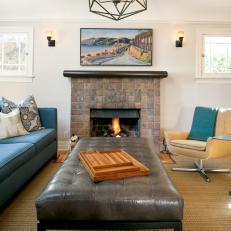 Remodeled Family Room With Rustic Stone Fireplace