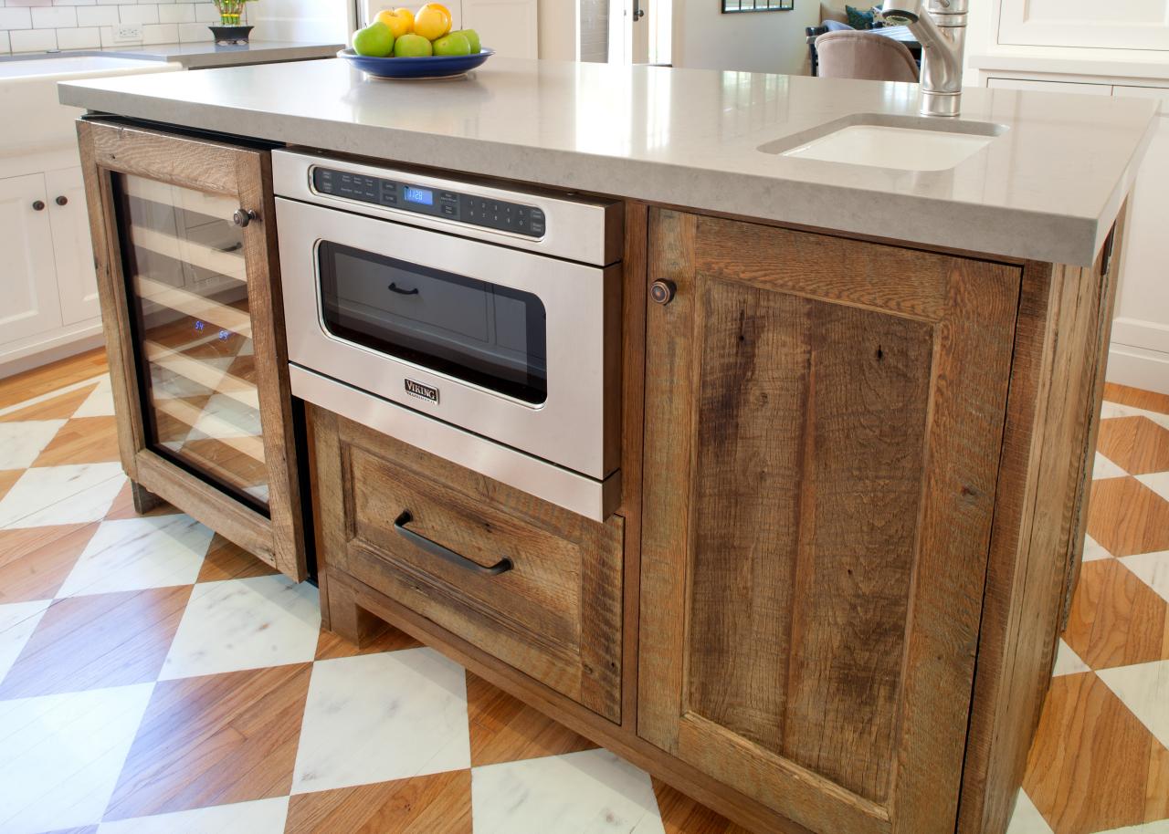 Rustic Kitchen Island With Built In Wine Cooler Hgtv