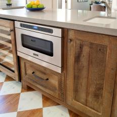 Rustic Kitchen Island With Built-In Wine Cooler