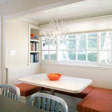 Contemporary White Kitchen With Modular Banquette in Breakfast Nook