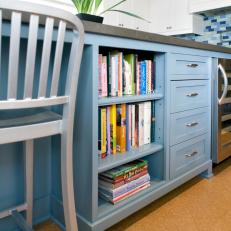 Contemporary Blue Kitchen Island With Built-In Storage