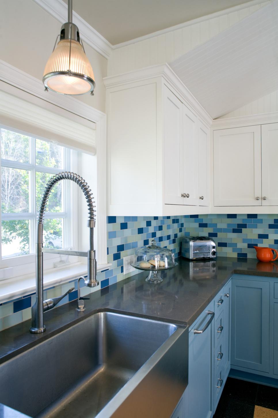 Contemporary Kitchen  With Blue  Cabinets HGTV