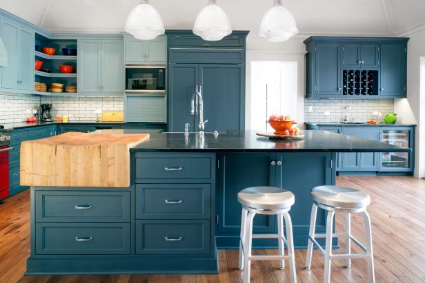 Authentic Butcher Block Integrated Into Kitchen Island | HGTV