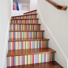 Custom Wallpaper Brightens Staircase