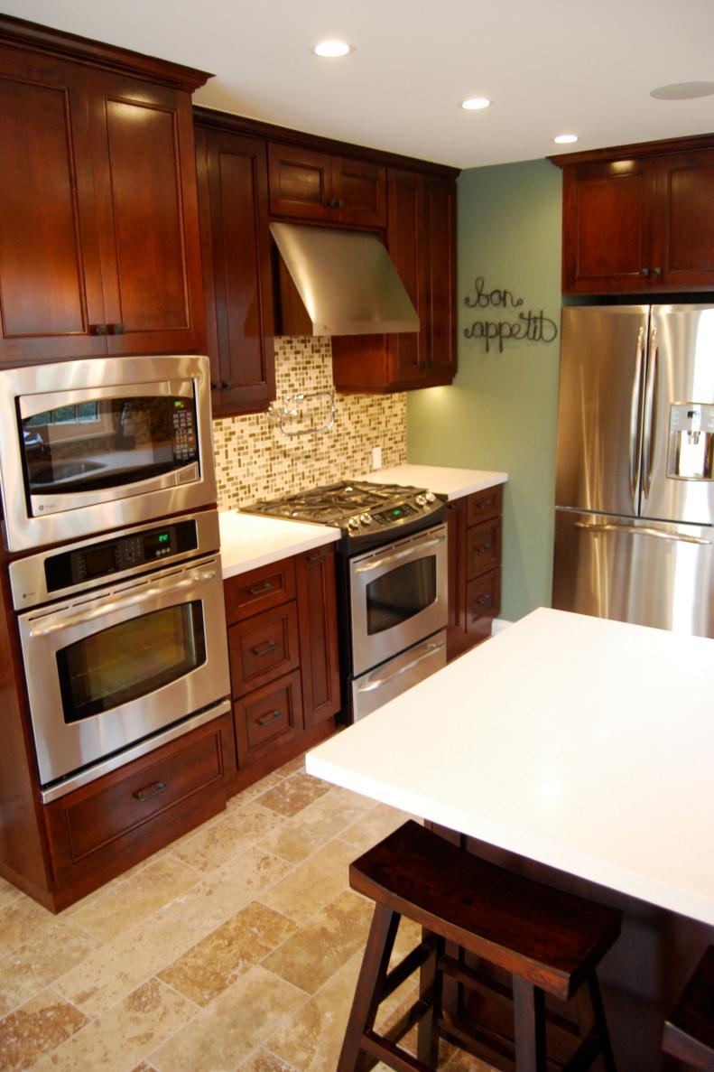 Cooking Station Outfitted With Stainless Appliances, Mosaic Backsplash