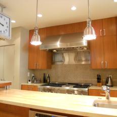 Pass-Through Kitchen With Stainless Steel Pendants