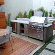 Cast Concrete Outdoor Kitchen With Stainless Steel Grill