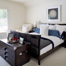 Transitional Bedroom With Dark Brown Furniture