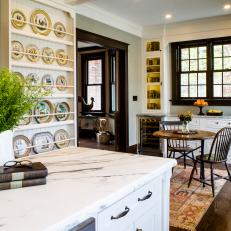 Plate Display in White French Country Kitchen