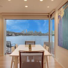 Dining Room: Houseboat in Seattle With City Skyline View
