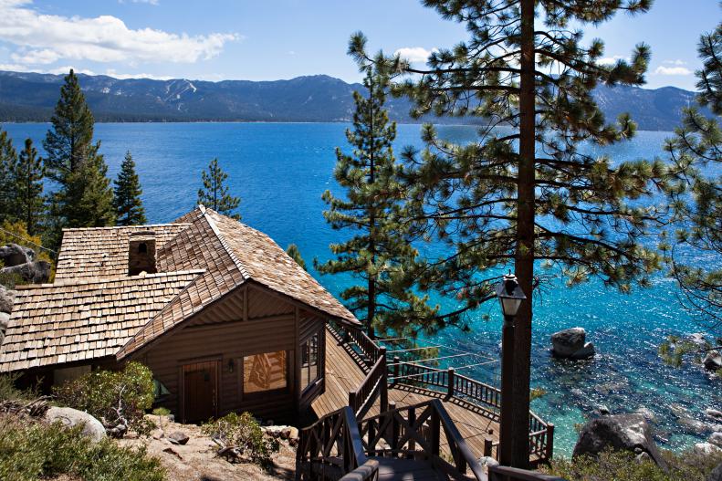 Wooden Deck Leading to the Guest House on Lake Tahoe