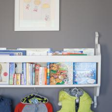Nursery Wall Shelf With Books and Hooks