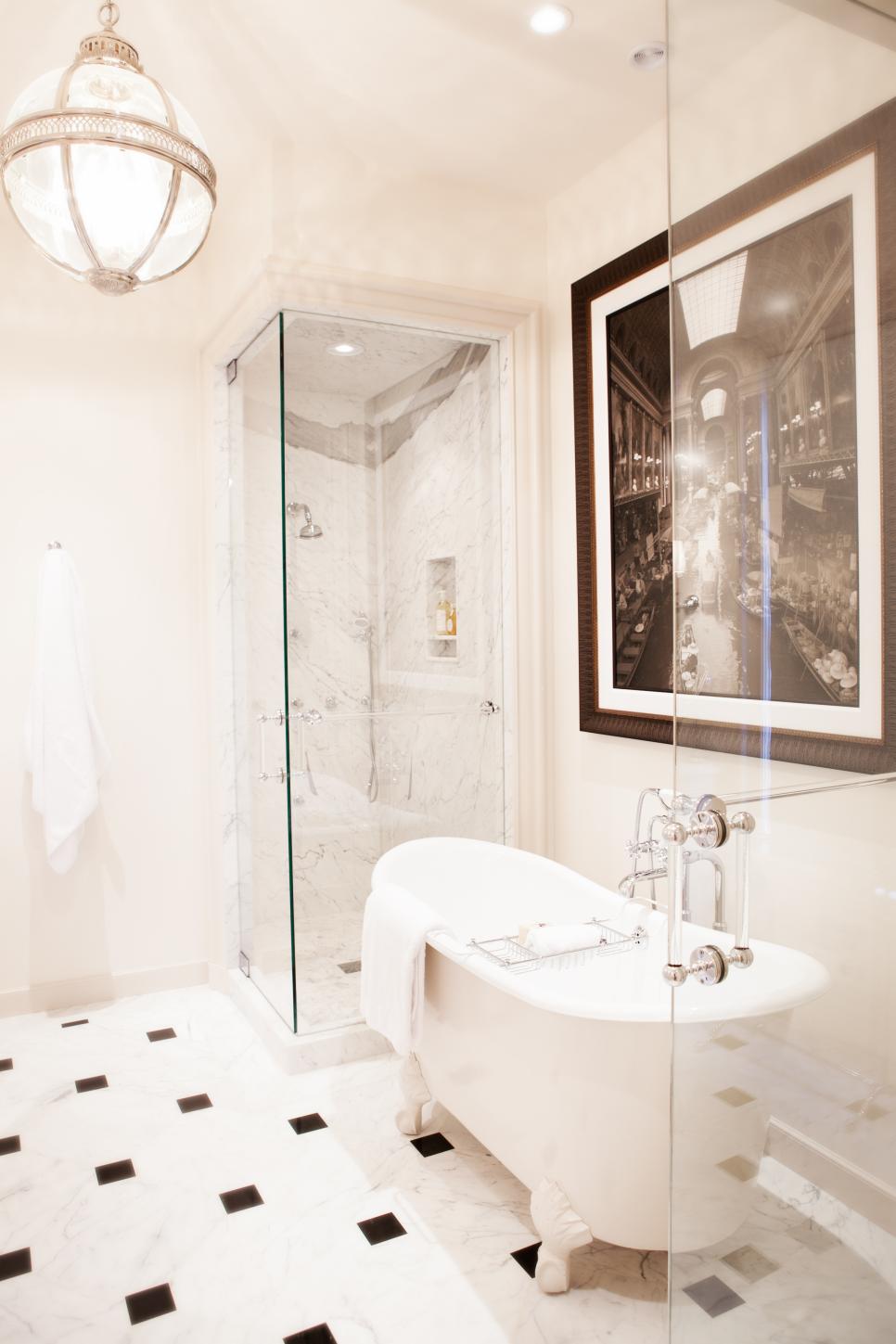 White Traditional Bathroom With Glass Walk-In Shower | HGTV