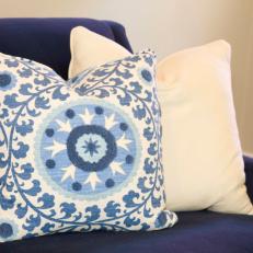 Blue and White Suzani Print Accent Pillows