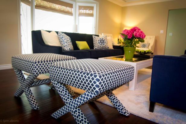 living room stools blue