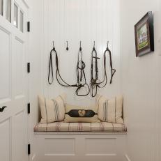 Farmhouse Foyer With Built-In Bench