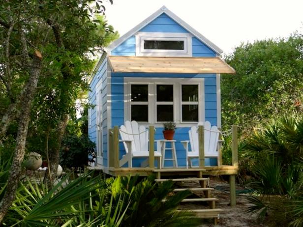 Small Blue Cottage on Wheels