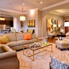 Contemporary Family Room With Open Floor Plan