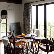 Eclectic Dining Room With Zebra Rug