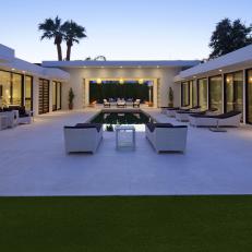 Modern Backyard Offers Ample Seating & Swimming Pool