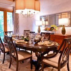 Transitional Dining Room With Coffered Ceiling