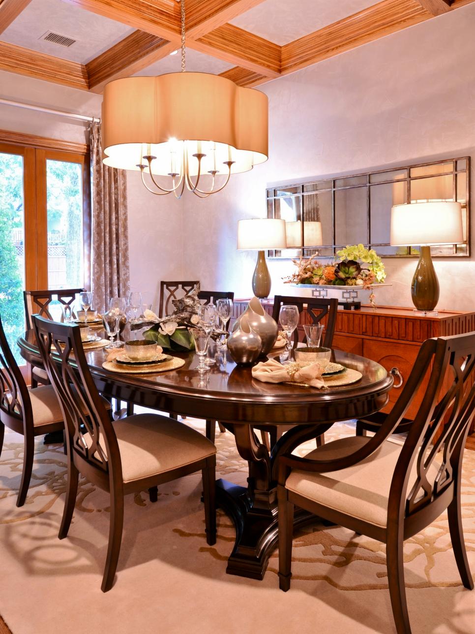 Transitional Dining Room With Coffered Ceiling | HGTV