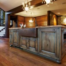 Country Kitchen With Rustic Kitchen Island