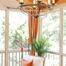 Contemporary Sunroom With Industrial Chandelier