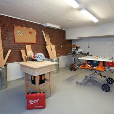 Garage Workshop With Beadboard Ceiling