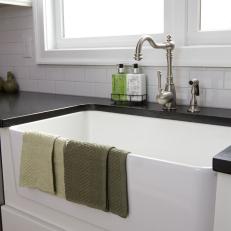 Traditional Farmhouse Sink and White Subway Tile Backsplash