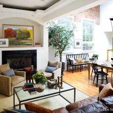 Row House with Transitional Living Room and Natural Light