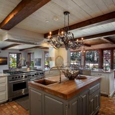 Open Eclectic Kitchen With Large Work Island