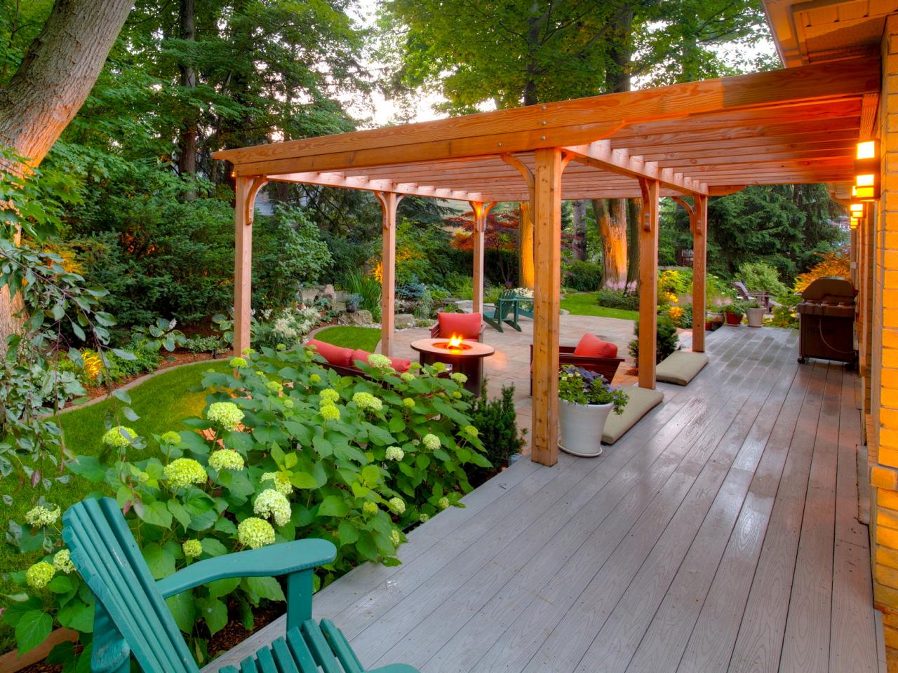 Backyard Patio With Wooden Pergola | HGTV
