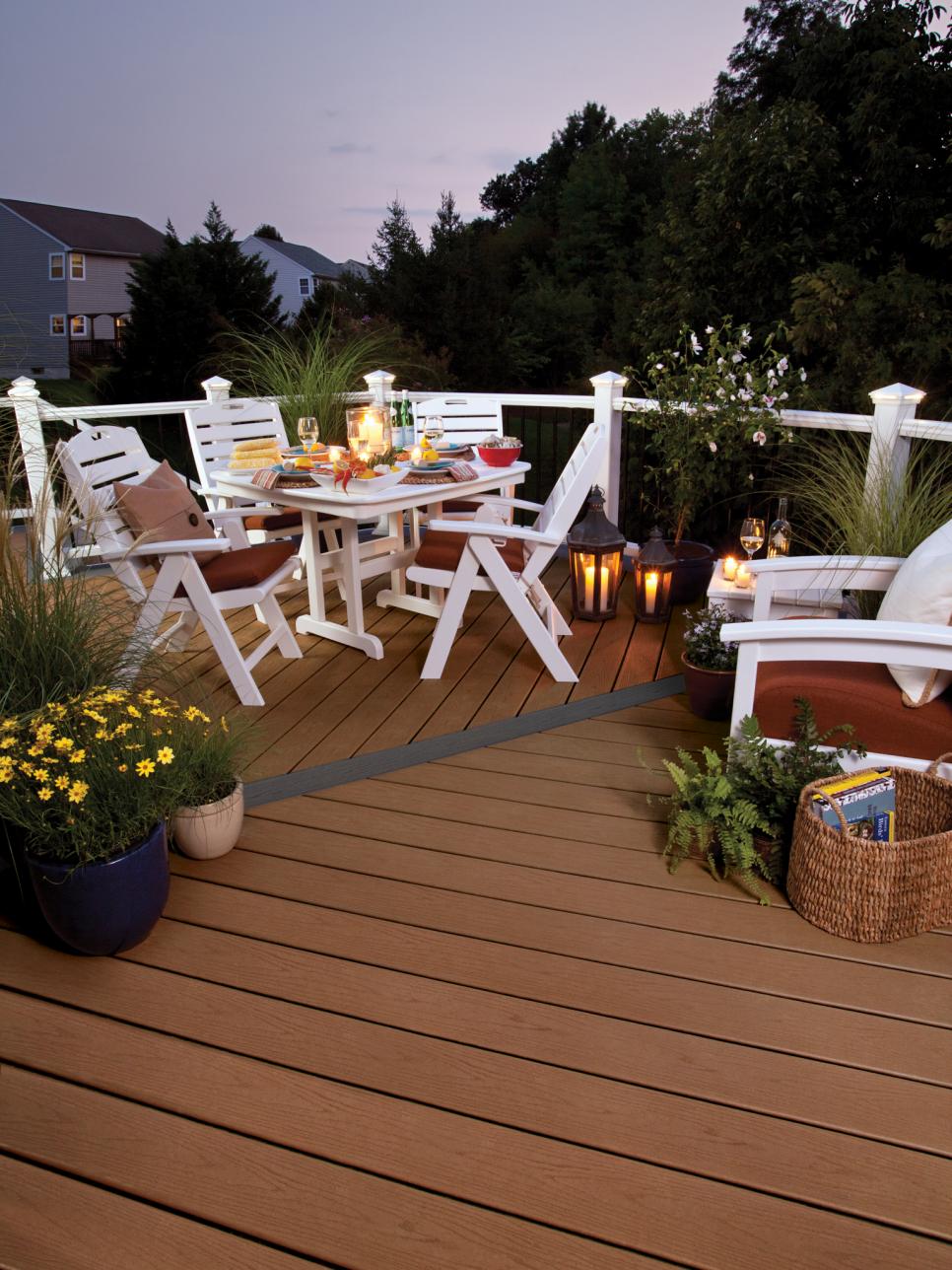 Coastal Deck With White Wood Dining Set | HGTV