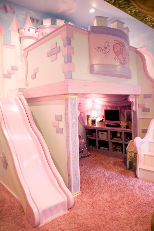 Girl's Room With Custom Princess Castle Bed | HGTV

