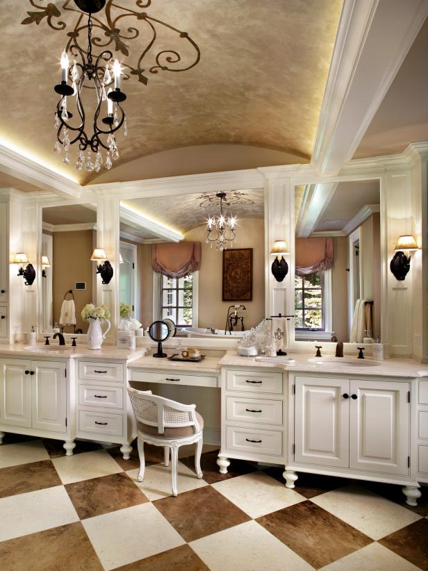 French Style Bathroom With Dual Vanity, French Provincial Sink Vanity