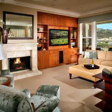 Traditional Family Room with Built-in and Views