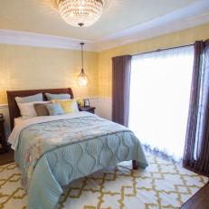 Yellow Traditional Bedroom With Patterned Area Rug