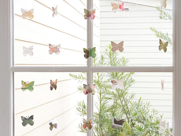 Bring the outdoors in with a colorful, spring-inspired butterfly window garland. This super-easy project will look great no matter which side of the window you're looking through.