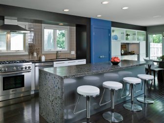 Black Contemporary Galley Kitchen With Stone Island