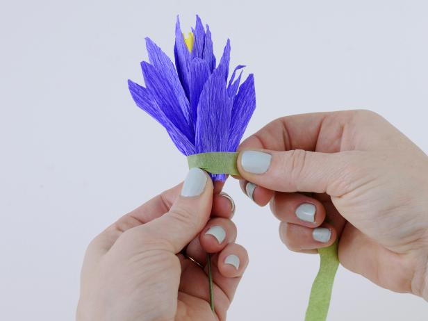 Secure with a long piece of floral tape once all petals are completely wrapped.
