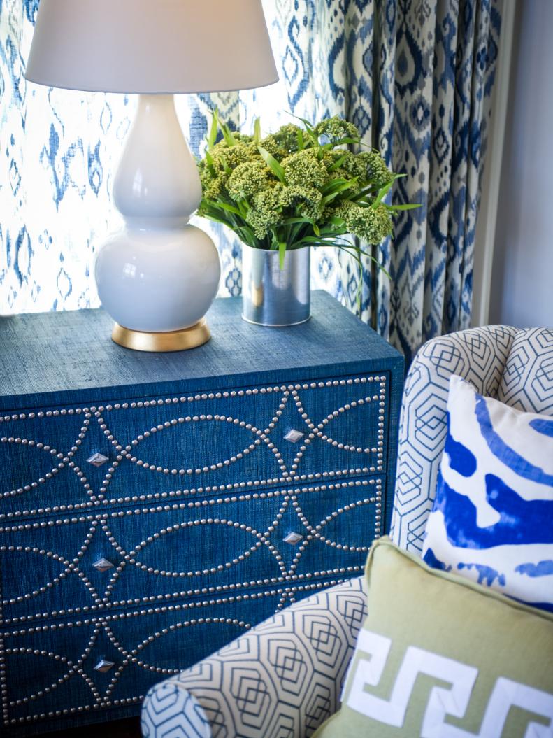 Blue and White Eclectic Living Room