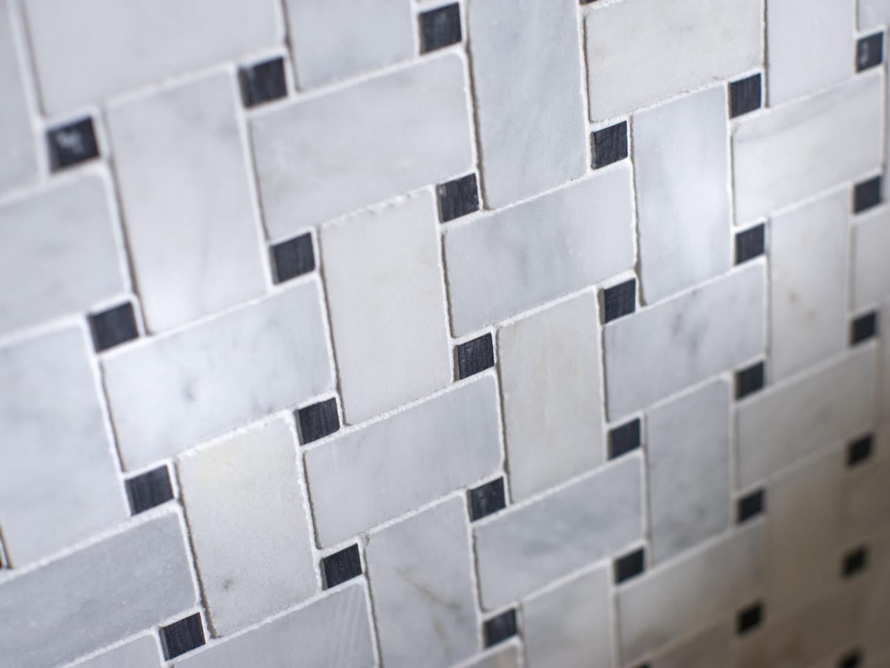 Black And White Basketweave Kitchen Backsplash