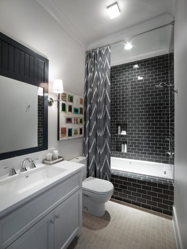 Chevron Stripe Shower Curtain, Black And White Bathroom Shower Curtain Ideas