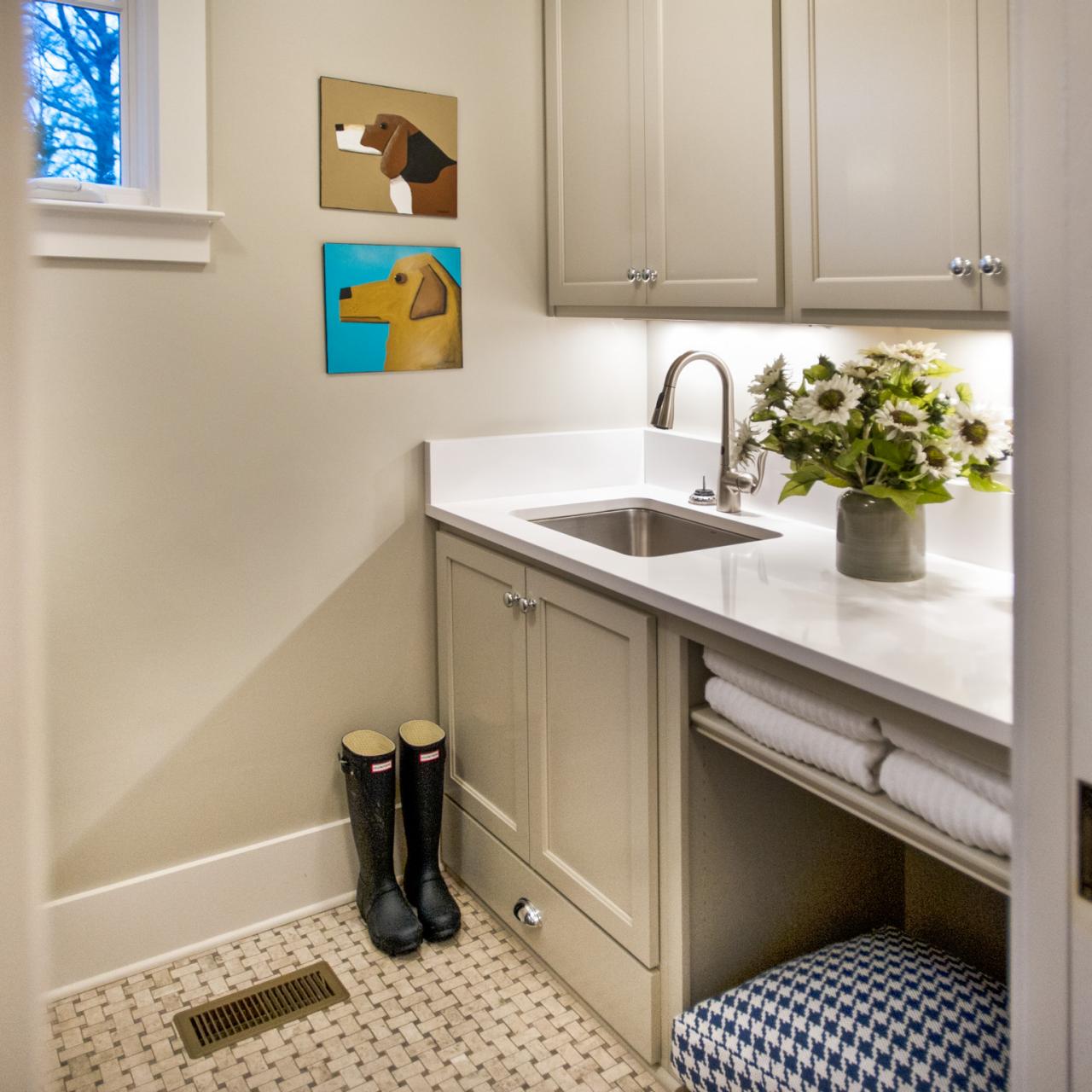 Countertop Above Washer Dryer - Transitional - laundry room - HGTV